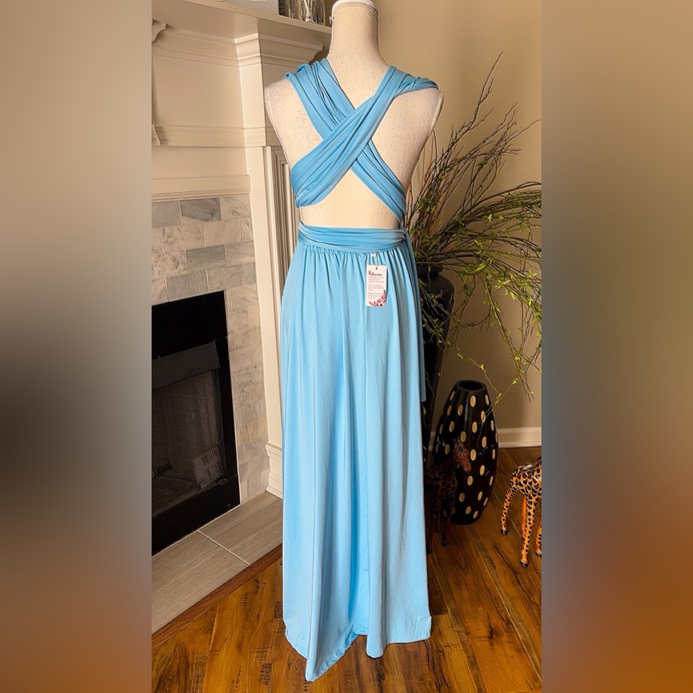 Light Blue Multiway Wrap Maxi Dress - Picture 2 of 5